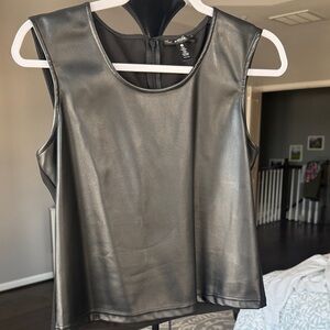 NWT Aqua Faux Black Leather Tank Top